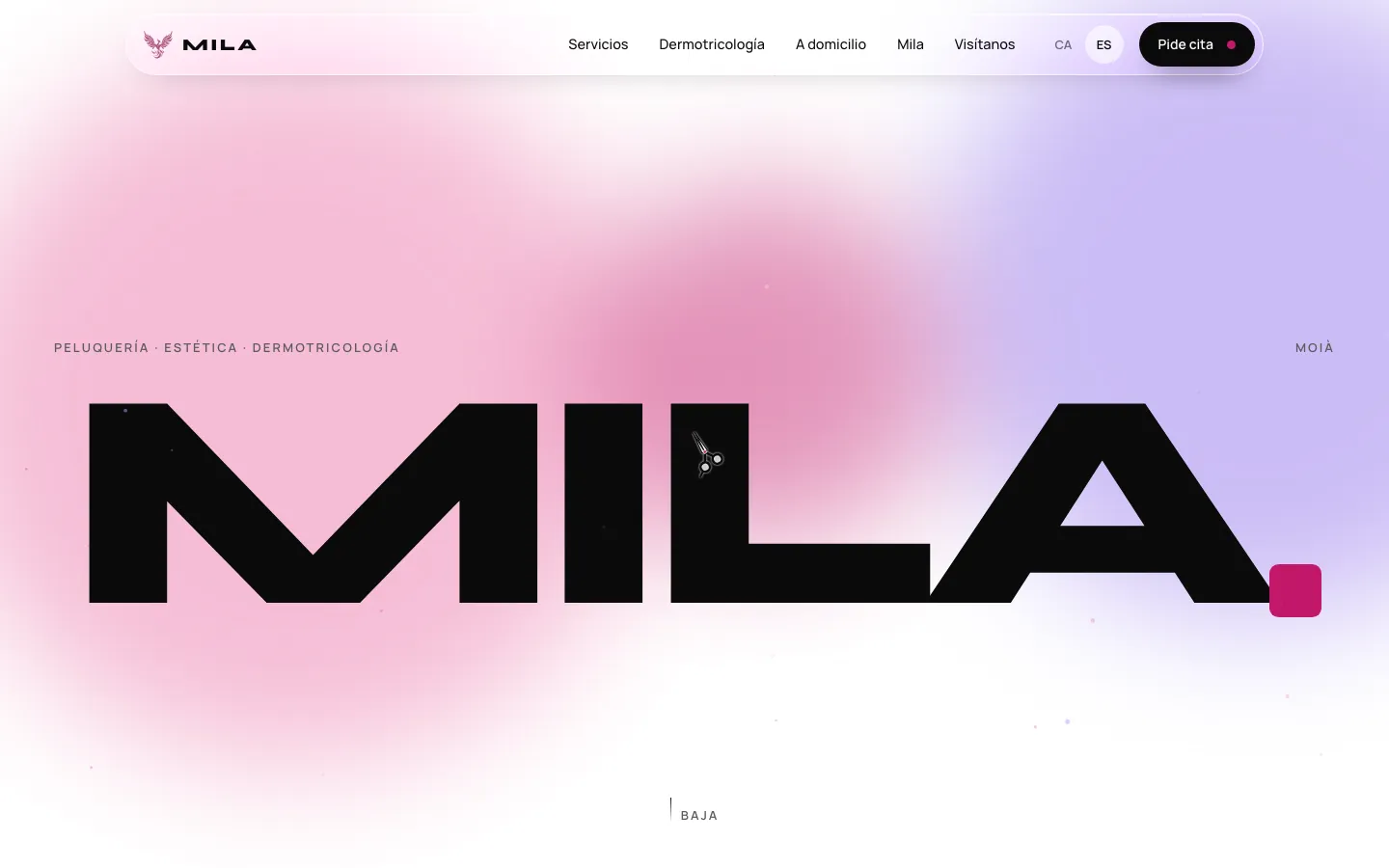 Web de Peluquería Mila, en Moià, vista en ordenador