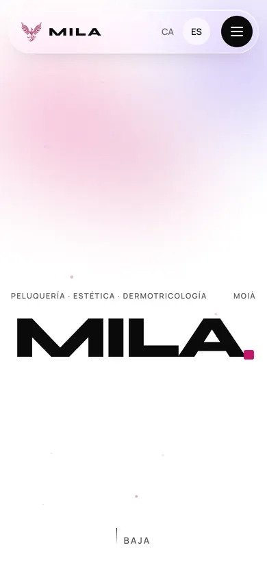 Web de Peluquería Mila, en Moià, vista en el móvil